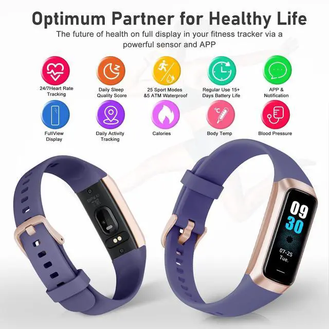 Alt view image 5 of 6 - Fitness Tracker with Step Counter/Calories/Stopwatch, Activity Tracker, Health Tracker with Heart Rate Monitor, Sleep Tracker,1.10''AMOLED Touch Color Screen, Pedometer Watch for Women Men