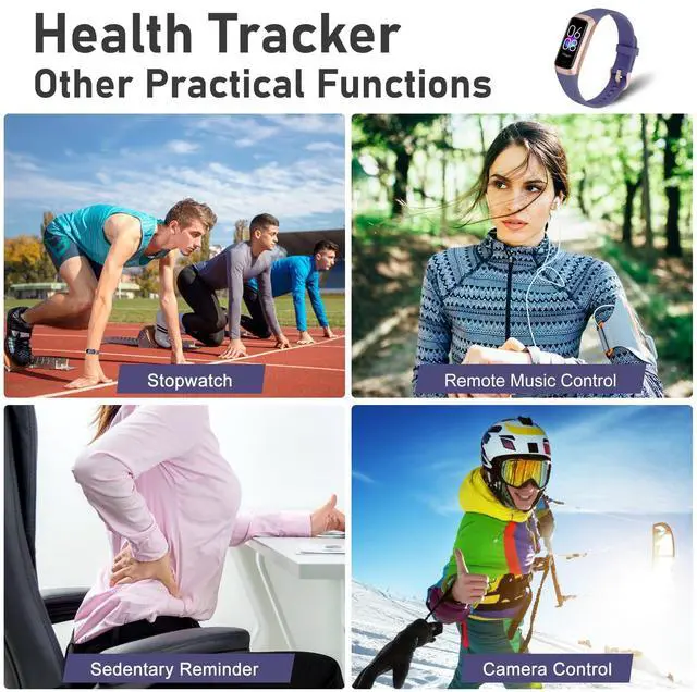 Alt view image 6 of 6 - Fitness Tracker with Step Counter/Calories/Stopwatch, Activity Tracker, Health Tracker with Heart Rate Monitor, Sleep Tracker,1.10''AMOLED Touch Color Screen, Pedometer Watch for Women Men