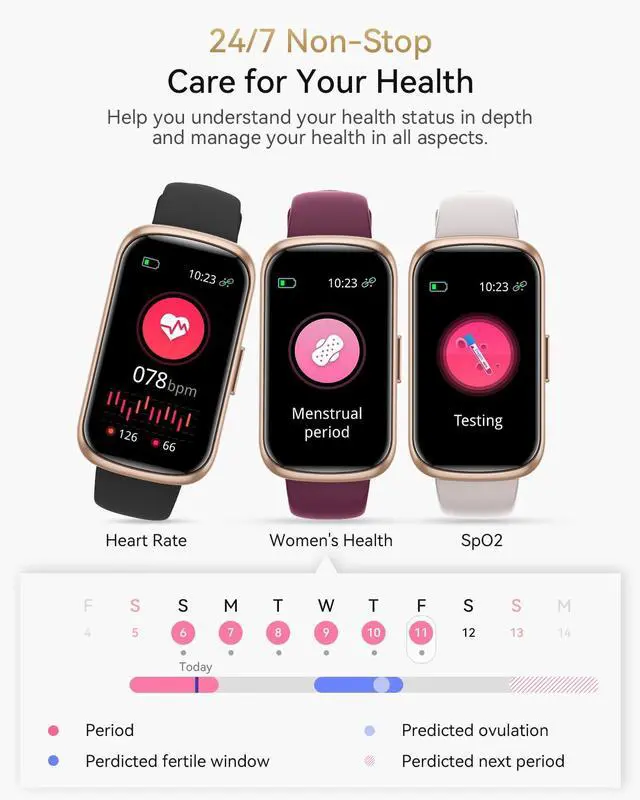 Alt view image 4 of 7 - Fitness Tracker Watch, Smart Watches for Women with Heart Rate/Blood Oxygen/Sleep Monitor, 20+ Sports Modes Fitness Watches for Women/Men, Activity & Step Tracker Smart Watch for Android/iOS Phones
