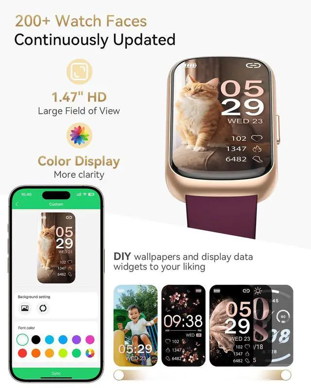 Alt view image 7 of 7 - Fitness Tracker Watch, Smart Watches for Women with Heart Rate/Blood Oxygen/Sleep Monitor, 20+ Sports Modes Fitness Watches for Women/Men, Activity & Step Tracker Smart Watch for Android/iOS Phones