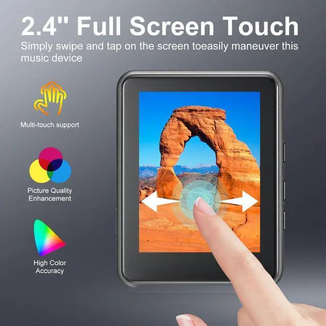 Alt view image 6 of 7 - 64GB MP3 Player Bluetooth 5.3 Touch Screen Music Player Portable mp4 Player with Speakers high Fidelity Lossless Sound Quality 2.4 inch mp3 FM Radio Recording e-Book