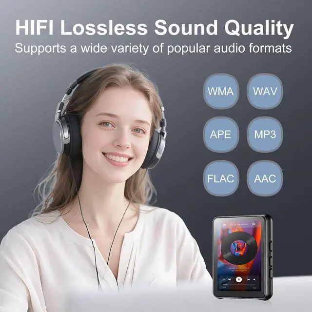 Alt view image 4 of 7 - 64GB MP3 Player Bluetooth 5.3 Touch Screen Music Player Portable mp4 Player with Speakers high Fidelity Lossless Sound Quality 2.4 inch mp3 FM Radio Recording e-Book
