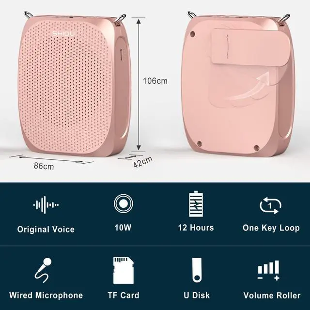 Alt view image 7 of 7 - SHIDU Voice Amplifier Teachers,Megaphone Speaker Portable PA System with Microphone Headset(Work of 12hours) Supports MP3 Format Audio for Tour Guides Coaches Yoga Fitness Instructors