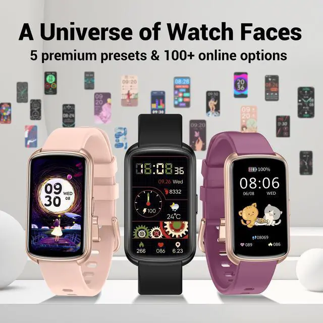 Alt view image 7 of 7 - Runlio Fitness Trackers, 1.47 Inch Smartwatch, Touchscreen Activity Tracker with Thin Smartband Design, 5ATM Waterproof Fitness Watch Blood Oxygen Heart Rate Monitor for Android/iOS (Light Purple)