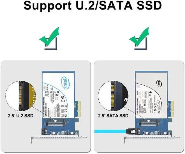 Alt view image 4 of 4 - Vszerda U.2 SFF-8639 to PCIe NVMe SSD Adapter Card, PCIe 3.0 X4 Expansion Card for 2.5" U.2 NVMe SSD or 2.5" SATA SSD