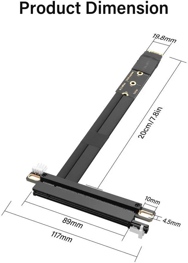 Alt view image 7 of 7 - SinLoon M.2 NGFF NVMe Key M to PCIe 3.0 X16 Extender Cable M.2 to PCI-E 3.0 X16 Female Riser Cable for M2 2230 2242 2260 2280 20CM