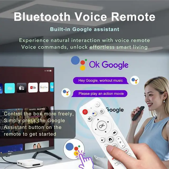 Alt view image 4 of 7 - Android 14 TV Box 2025, LEFFOT M1 Plus 4K Ultra HD Streaming Device for TV, 4GB RAM + 128GB ROM, Android Box with Google Assistant Voice Remote, HDR 10, 2.4G & 5G WiFi 6, BT 5.4, RK3528 Quad-Core A53
