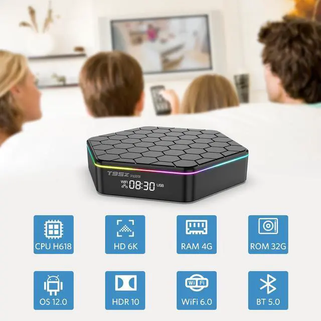 Alt view image 2 of 7 - Android 12.0 TV Box 6k/3D HD Tv Box H618 Quadcore 4GB RAM 32GB ROM 2.4G/5.0G Dual WiFi & BT 5.0 Android Box Support Multi-Lingual Iptv Box with LAN Ethernet 10/100M for Movie Game Chat etc.