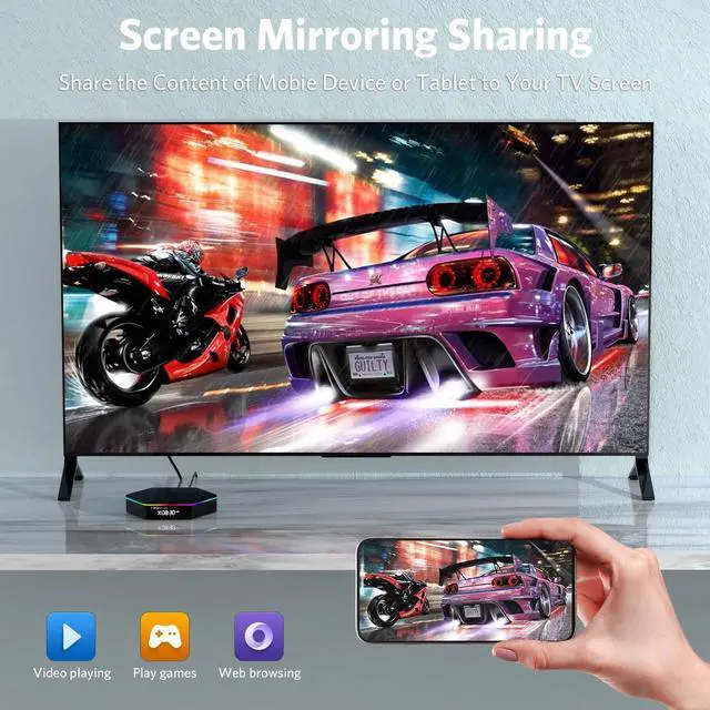 Alt view image 7 of 7 - Android 12.0 TV Box 6k/3D HD Tv Box H618 Quadcore 4GB RAM 32GB ROM 2.4G/5.0G Dual WiFi & BT 5.0 Android Box Support Multi-Lingual Iptv Box with LAN Ethernet 10/100M for Movie Game Chat etc.