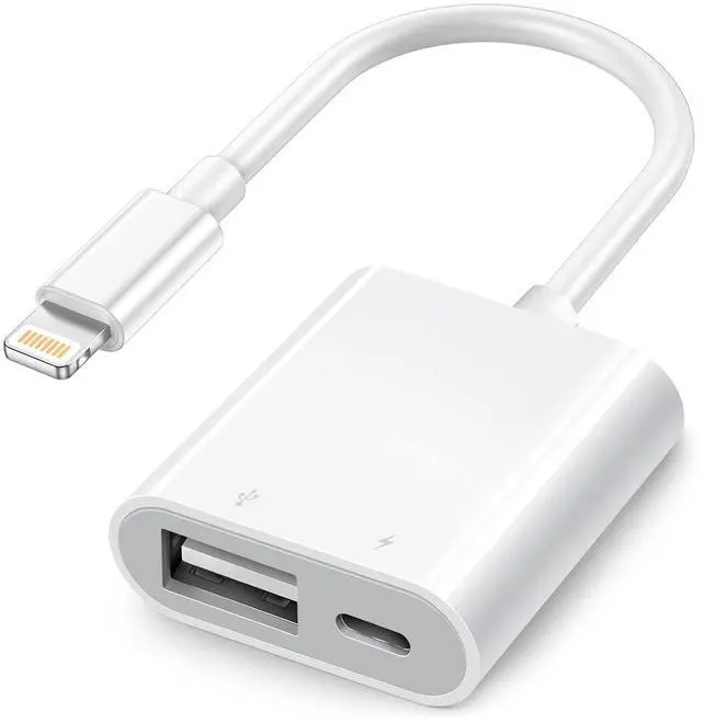 Main image of Apple Lightning to USB Camera Adapter with Charging Port, MFi Certified OTG Cable for iPhone 14 13 12 11XS X 8 iPad to Camera, USB Flash Drive, SSD Hard Drive, Card Reader, MIDI Keyboard