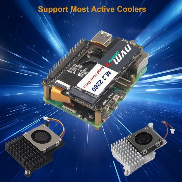 Alt view image 4 of 7 - ZDE ZP511 PCIe to M.2 Key M NVMe HAT SSD Hard Drive Adapter Board PIP PCIe Peripheral Board for Raspberry Pi 5 Support M.2 SSD 2230 2242 2280