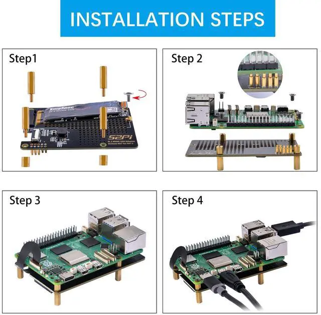 Alt view image 5 of 7 - GeeekPi N07 PCIe M.2 M-Key NVMe SSD PCIe Peripheral Bottom Board for Raspberry Pi 5, Support M.2 Key-M NVMe SSD 2230/2242/2260/2280