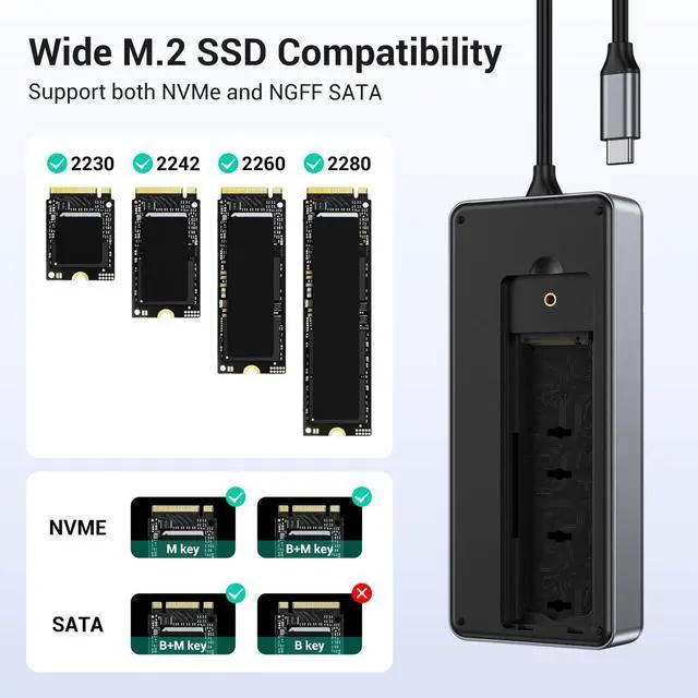 Alt view image 3 of 7 - GiGimundo GM28PR M.2 NVMe SSD Docking Station - 10Gbps Multi Ports USB-C Hub, PD100W, HDMI 4K 60Hz, RJ45 Gigabit Ethernet, M.2 Dock for Laptop Mac, Black