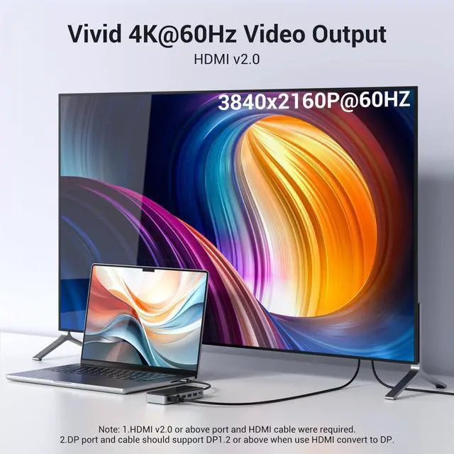 Alt view image 4 of 7 - GiGimundo GM28PR M.2 NVMe SSD Docking Station - 10Gbps Multi Ports USB-C Hub, PD100W, HDMI 4K 60Hz, RJ45 Gigabit Ethernet, M.2 Dock for Laptop Mac, Black