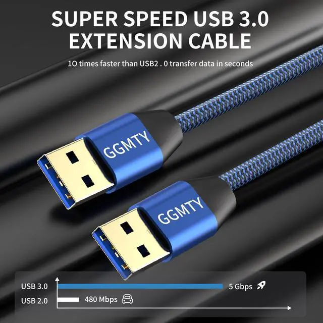 Alt view image 2 of 7 - USB to USB Cable 15FT,Durable Braidedfor USB 3.0 Male to Male Type A to Type A Cable Data Transfer Compatible with Hard Drive, Laptop, DVD Player, TV, USB 3.0 Hub, Monitor, Camera, Set Up Box and More