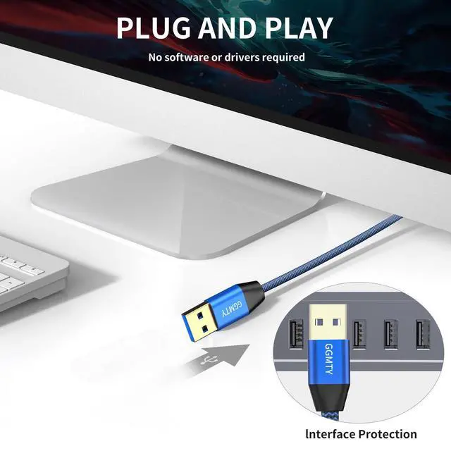 Alt view image 4 of 7 - USB to USB Cable 15FT,Durable Braidedfor USB 3.0 Male to Male Type A to Type A Cable Data Transfer Compatible with Hard Drive, Laptop, DVD Player, TV, USB 3.0 Hub, Monitor, Camera, Set Up Box and More