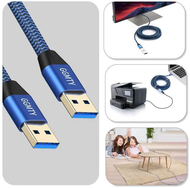 Alt view image 5 of 7 - USB to USB Cable 15FT,Durable Braidedfor USB 3.0 Male to Male Type A to Type A Cable Data Transfer Compatible with Hard Drive, Laptop, DVD Player, TV, USB 3.0 Hub, Monitor, Camera, Set Up Box and More