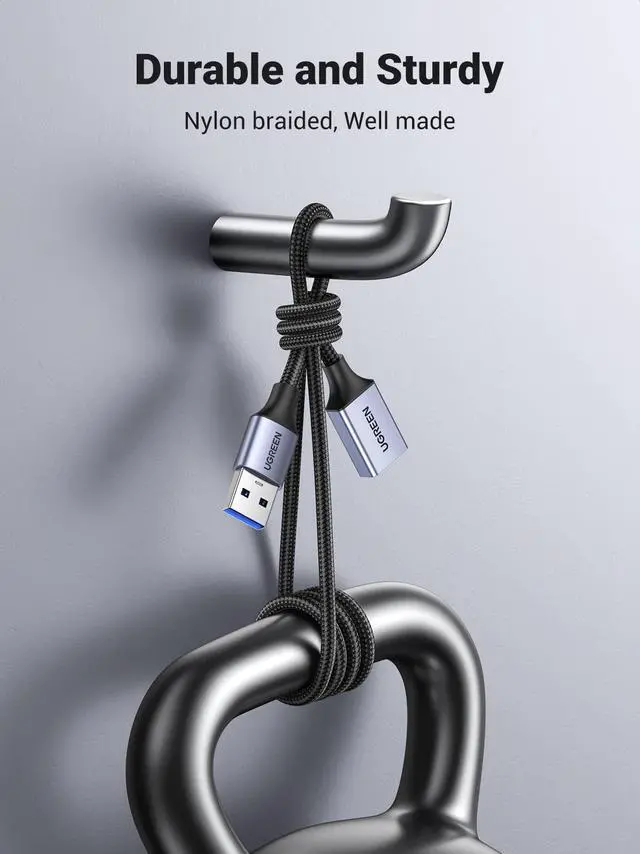 Alt view image 3 of 7 - UGREEN 2 Pack USB Extension Cable, (15 FT+ 15 FT) USB Extender Nylon Braided Compatible with Webcam, Camera, Phone, USB hub, Mouse, Keyboard, Printer, Hard Drive, Headset