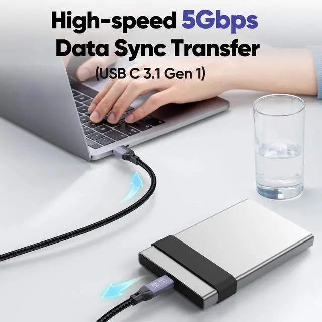 Alt view image 4 of 7 - DteeDck 15 Ft USB C Cable Long, SuperSpeed 5Gbps Data Transfer & 2.4A Fast Charging USB A to Type C Cord for Xbox PS5 Game Controller iPhone 16/15 Android Phone, Tablet, Sturdy Aluminum & Braided