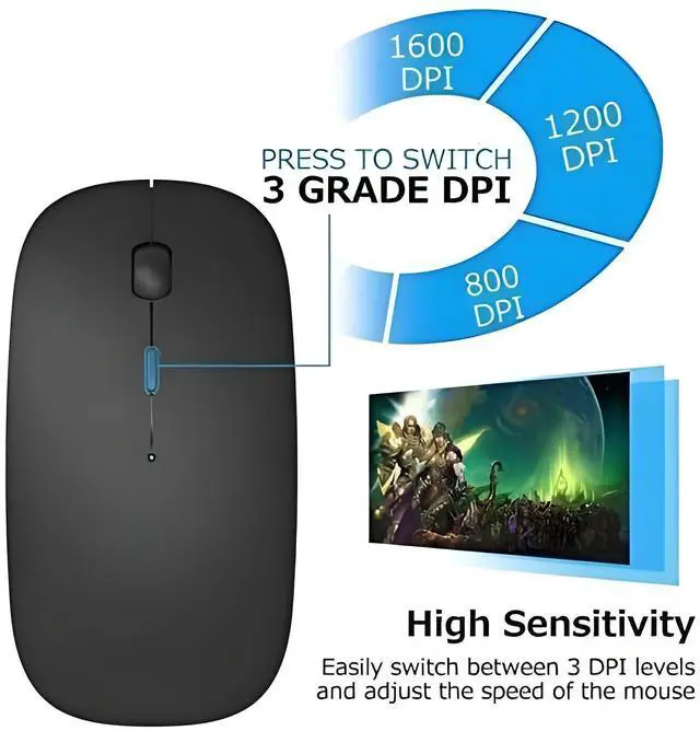 Alt view image 5 of 7 - Bluetooth Mouse,Rechargeable Wireless Mouse for MacBook Pro/MacBook Air/Laptop/PC/Mac/iPad pro/Computer,Bluetooth 5.3/3.0 and 2.4GHz USB Type-C