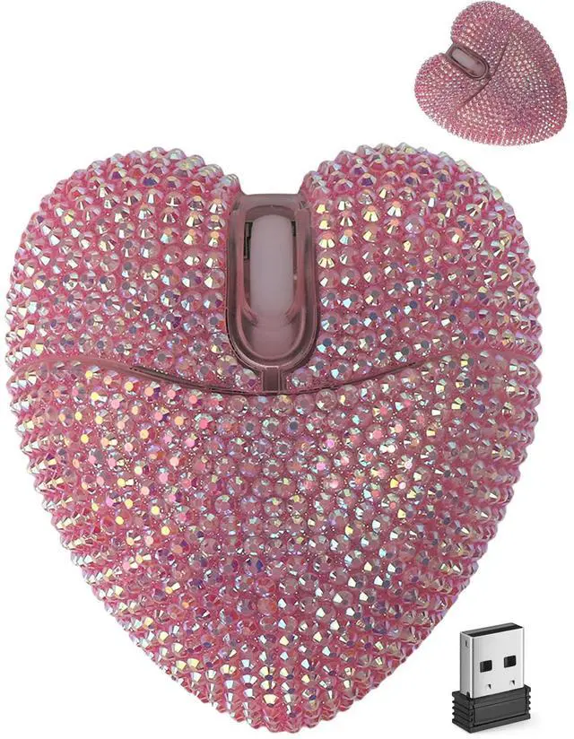 Main image of Wireless Bluetooth Mouse Cute Pink Love Heart Shinning Led Light Silent Portable Lightweight USB Optical Cordless Dual Mode Mice for PC Laptop Computer Tablet Mac MacBook Pro Kids Girls Women Gift