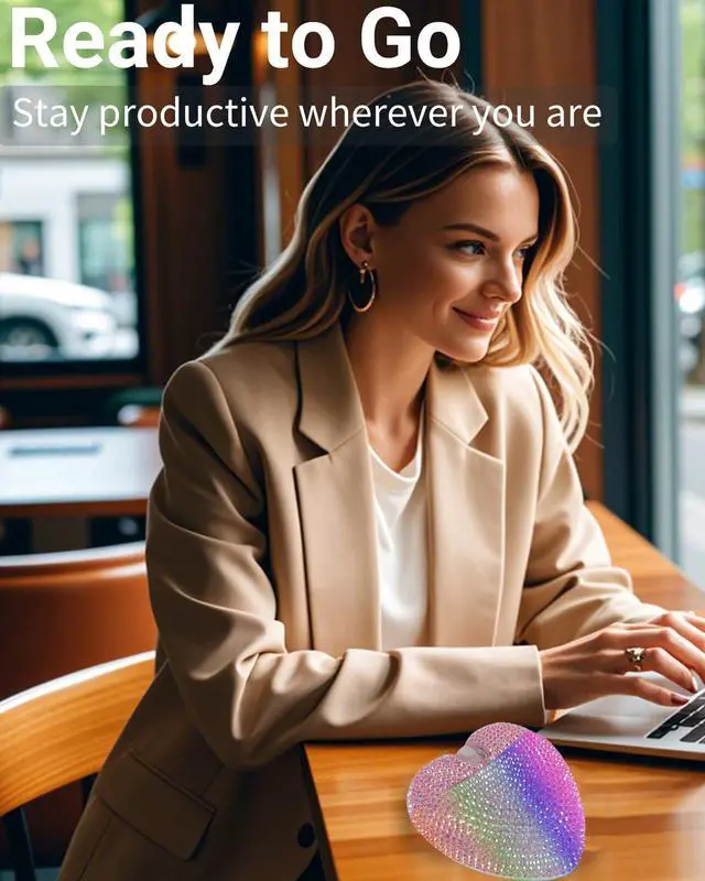 Alt view image 2 of 6 - Wireless Bluetooth Mouse Cute Pink Love Heart Shinning Led Light Silent Portable Lightweight USB Optical Cordless Dual Mode Mice for PC Laptop Computer Tablet Mac MacBook Pro Kids Girls Women Gift