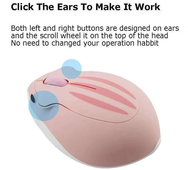 Alt view image 6 of 7 - 2.4GHz Wireless Mouse Cute Hamster Shape Less Noice Portable Mobile Optical 1200DPI USB Mice Cordless Mouse for PC Laptop Computer Notebook MacBook Gaming Kids Girl Men Women Adults Gift (Pink)