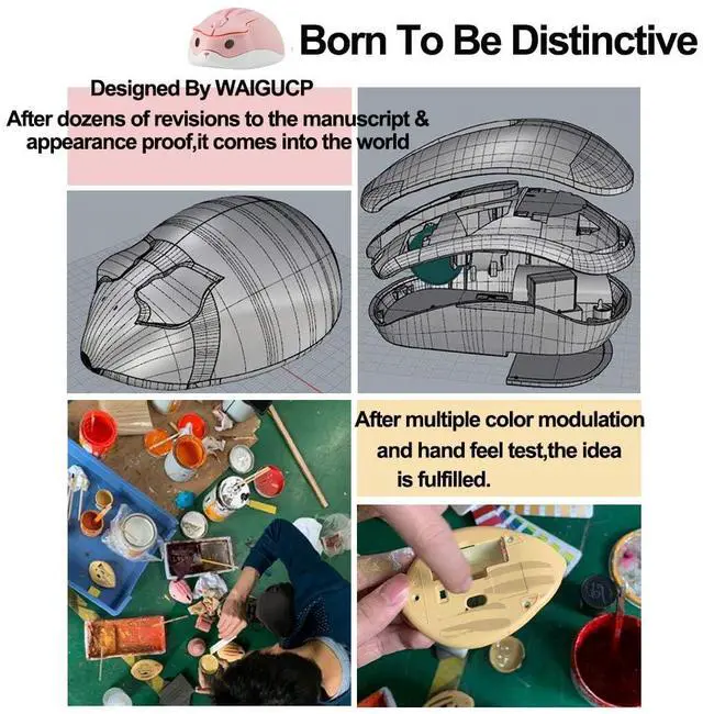 Alt view image 7 of 7 - 2.4GHz Wireless Mouse Cute Hamster Shape Less Noice Portable Mobile Optical 1200DPI USB Mice Cordless Mouse for PC Laptop Computer Notebook MacBook Gaming Kids Girl Men Women Adults Gift (Pink)