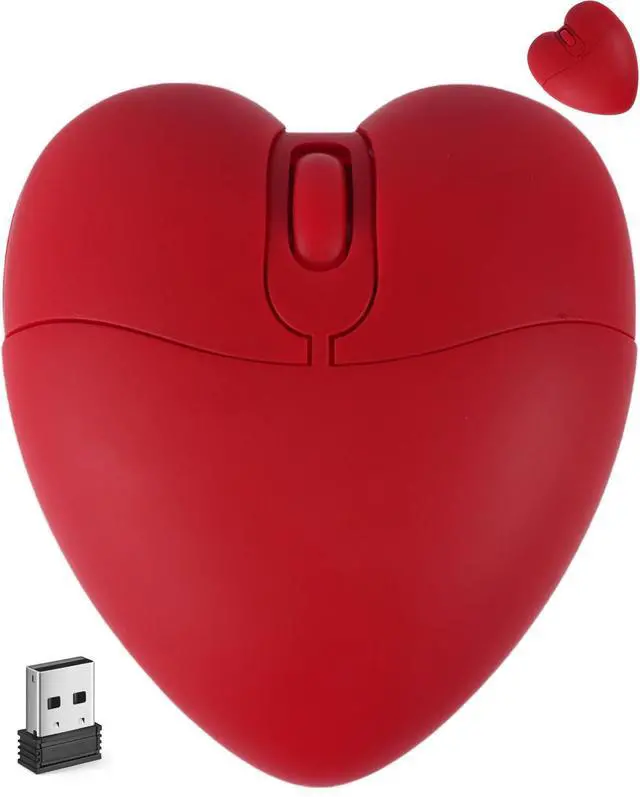 Main image of Wireless Bluetooth Mouse Cute Red Love Heart Shape Silent Portable Lightweight Quiet USB Optical Cordless Dual Mode Mice for PC Laptop Computer Tablet Mac MacBook Pro Desktop Kids Girls Women Gift