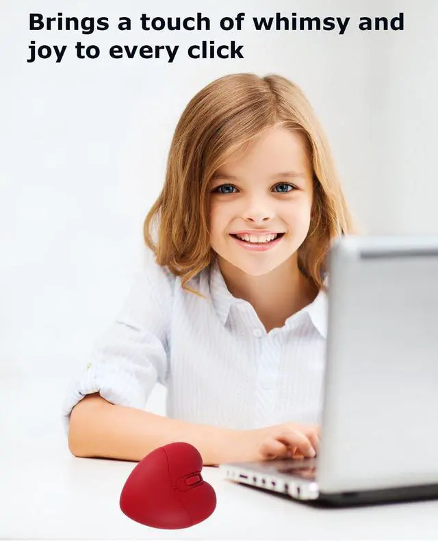 Alt view image 2 of 5 - Wireless Bluetooth Mouse Cute Red Love Heart Shape Silent Portable Lightweight Quiet USB Optical Cordless Dual Mode Mice for PC Laptop Computer Tablet Mac MacBook Pro Desktop Kids Girls Women Gift