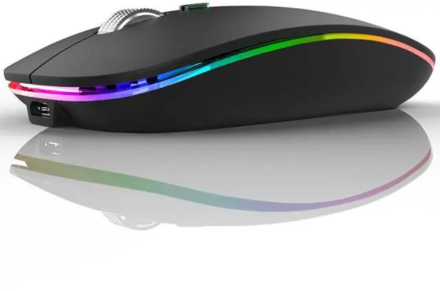 Main image of TENMOS Wireless Bluetooth Mouse, LED Slim (Bluetooth 5.1/5.0 + USB) 2.4GHz Rechargeable Silent Bluetooth Wireless Mouse with Type C Adapter for Laptop/MacBook/iPad OS 13 and Above (Matte Black)