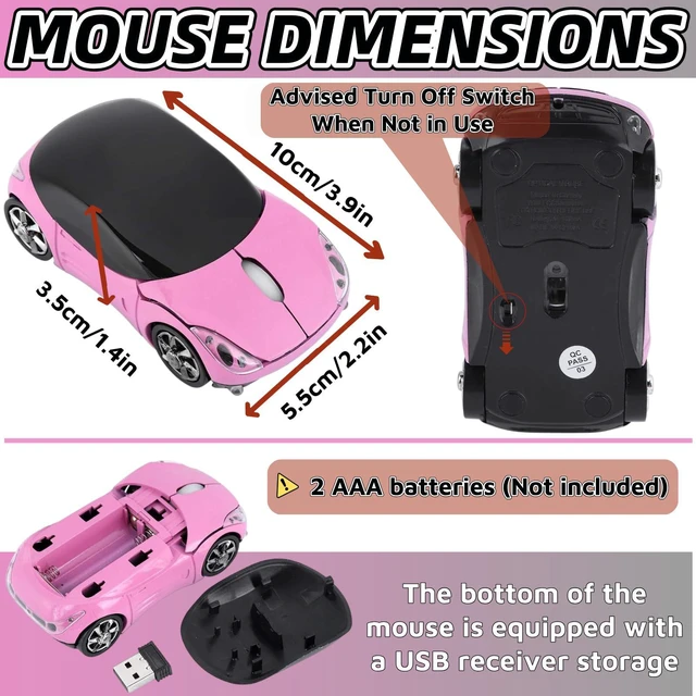 Alt view image 3 of 5 - Pink Wireless MouseMini Car Computer Mouse1600DPI 2.4G Wireless with USB Receiver Wirelesss Car Mouses for Computer for PC, Laptop, Tablet Win XP/Vista/7/ME/2000/Mac OS for Womens Office Girls Gift