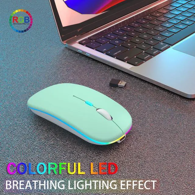 Alt view image 2 of 7 - Wireless Bluetooth Mouse, Rechargeable Dual Mode Mouse, Green