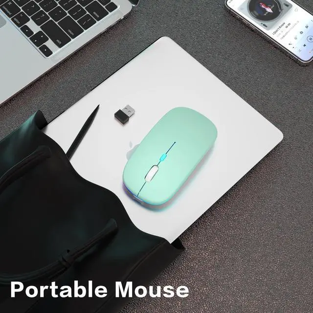 Alt view image 7 of 7 - Wireless Bluetooth Mouse, Rechargeable Dual Mode Mouse, Green
