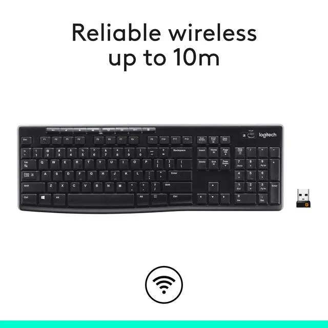 Alt view image 4 of 7 - K270 Wireless Keyboard for Windows, 2.4 GHz Wireless, Full-Size, Number Pad, 8 Multimedia Keys, 2-Year Battery Life, Compatible with PC, Laptop, Black