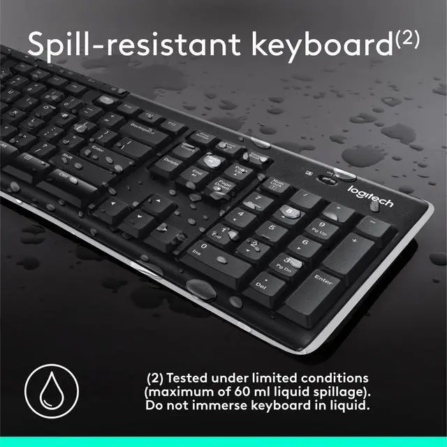 Alt view image 6 of 7 - K270 Wireless Keyboard for Windows, 2.4 GHz Wireless, Full-Size, Number Pad, 8 Multimedia Keys, 2-Year Battery Life, Compatible with PC, Laptop, Black