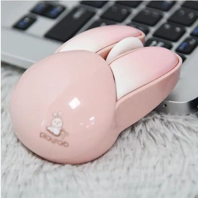 Alt view image 2 of 6 - Wireless Mouse Cute Pink Mouse Kawaii Bunny Shape Rabbit Design Portable Silent Lightweight Quiet Cordless USB Optical Cordless Mice for PC Laptop Computer Mac MacBook Pro Desktop HP Kids Girls Gift
