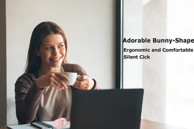 Alt view image 3 of 6 - Wireless Mouse Cute Pink Mouse Kawaii Bunny Shape Rabbit Design Portable Silent Lightweight Quiet Cordless USB Optical Cordless Mice for PC Laptop Computer Mac MacBook Pro Desktop HP Kids Girls Gift