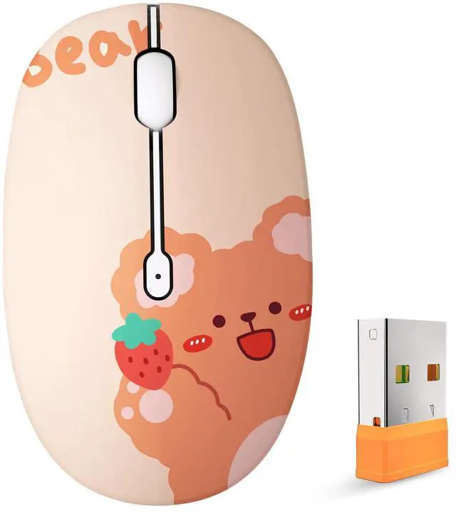 Main image of FMOUSE Cute Bluetooth Wireless Mouse with 2.4GHz USB Receiver, Silent Clicks, AA-Battery Powered, Durable, Lovely Cartoon Mice, Ideal for Kids, Students, Teens on Laptops, Mac, iPad, PC (Kerry Bear)