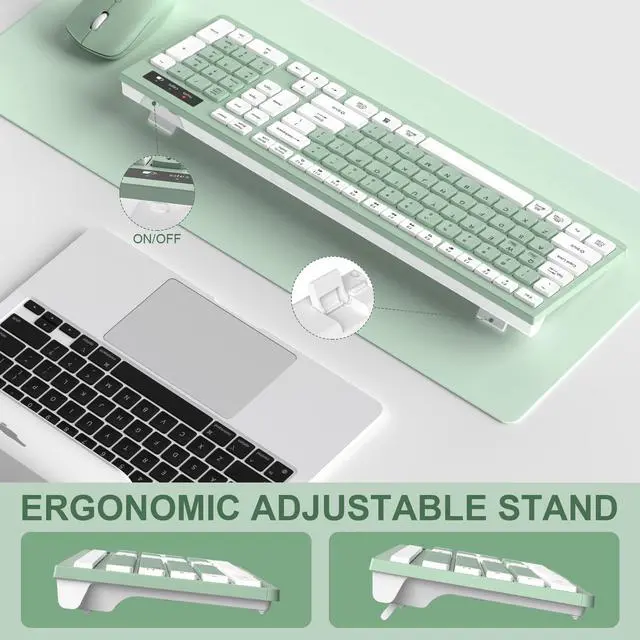 Alt view image 7 of 7 - Wireless Keyboard and Mouse Combo, Full-Sized Wireless Keyboard and Adjustable DPI Mouse, 2.4GHz USB Receiver, Silent Keyboard and Mouse for PC, Windows, MAC, Desktop, Laptop (Avocado Green)
