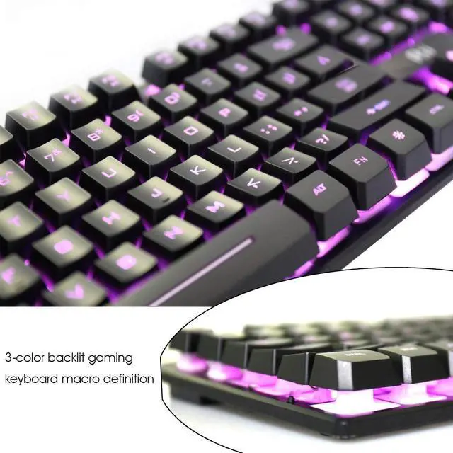Alt view image 6 of 7 - Rii RK100 3 Colors LED Backlit Mechanical Feeling USB Wired Multimedia Gaming Keyboard, Office Keyboard for Working or Primer Gaming,Office Device