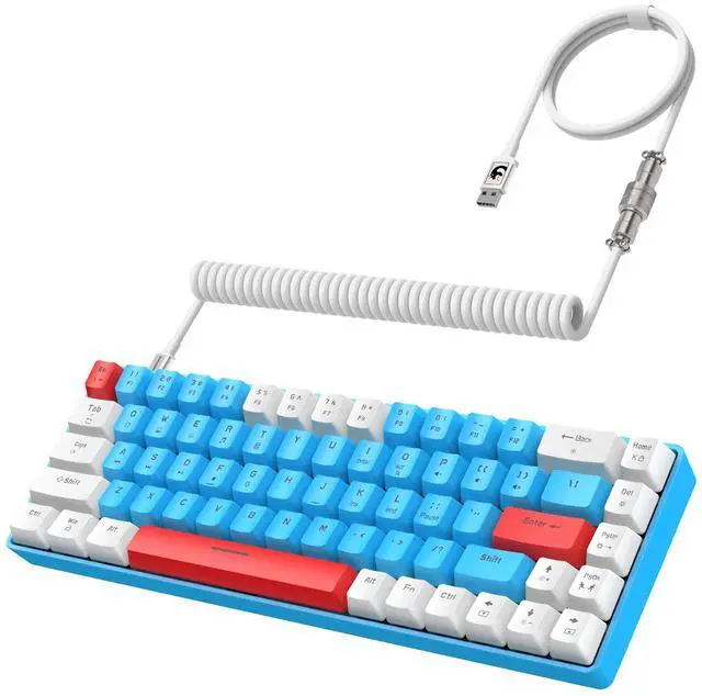 Main image of ZIYOU LANG RK-T8 Wired 65% Mechanical Gaming Keyboard with RGB LED Backlit Anti-ghosting TKL Mini 68 Key Custom Coiled C to A Cable Tactile Blue Switch for PS4 PS5 Xbox PC Mac Gamer(White/Blue/Red)