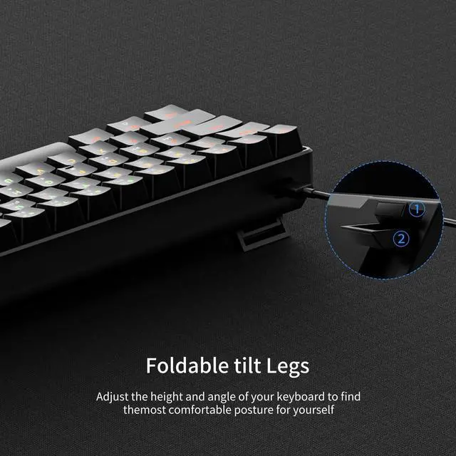 Alt view image 7 of 7 - Newmen GM611 Mechanical Keyboard,Rainbow LED Backlit Gaming Wired Keyboards Compact Mini 61 Keys Portable 60 Percent Mechanical Keyboard with Black Keycaps,for Windows Laptop PC Linear Red Switches