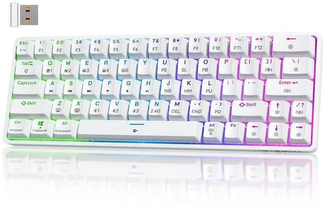 Main image of TMKB T63 Gaming Keyboard, 60% Wireless Mechanical Keyboard with Bluetooth/2.4G/Type-C, Compact 63 Keys Anti-Ghosting, RGB Backlight, Linear Red Switch - White