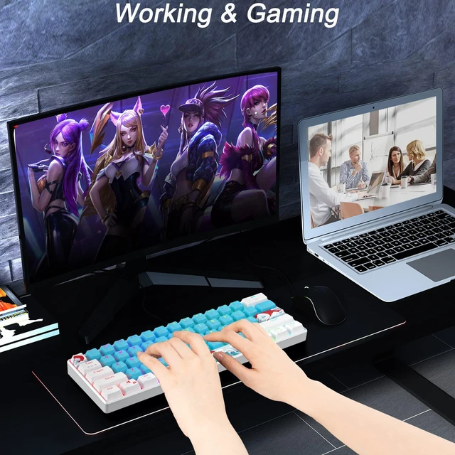 Alt view image 6 of 7 - 60% Mechanical Keyboard, 61 Keys Gaming Keyboard, RGB Backlit, Compact 60 Percent Wired Keyboard for Win/Mac PC Gamer, Easy to Carry on Trip (Blue,Blue Switch)
