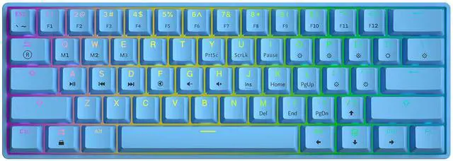 Main image of GK61 Mechanical Gaming Keyboard - 61 Keys Multi Color RGB Illuminated LED Backlit Wired Programmable for PC/Mac Gamer (Gateron Optical Red, Blue)