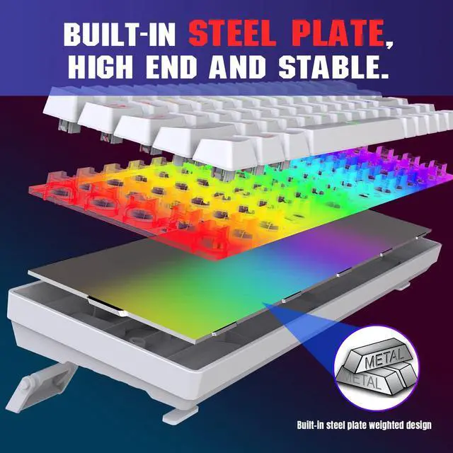 Alt view image 5 of 7 - Snpurdiri 60% Percent Gaming Keyboard, Compact RGB Backlit Ergonomic Small Mini Keyboard for Windows, PC, Laptop, Gaming (68 Keys, White)