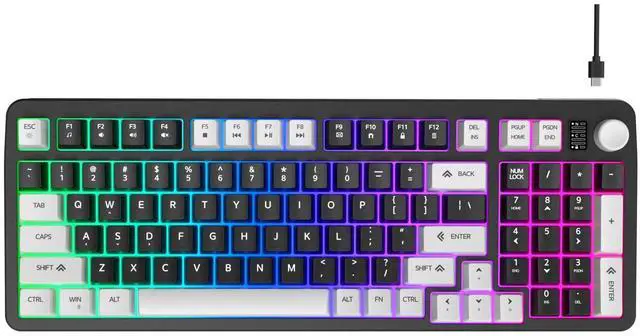 Main image of 96% Wired Gaming Keyboard,Creamy Membrane Quiet Silent Keyboard with Number Pad & Volume Knob,Light Up Computer USB Teclado for PC Desktop Games Office
