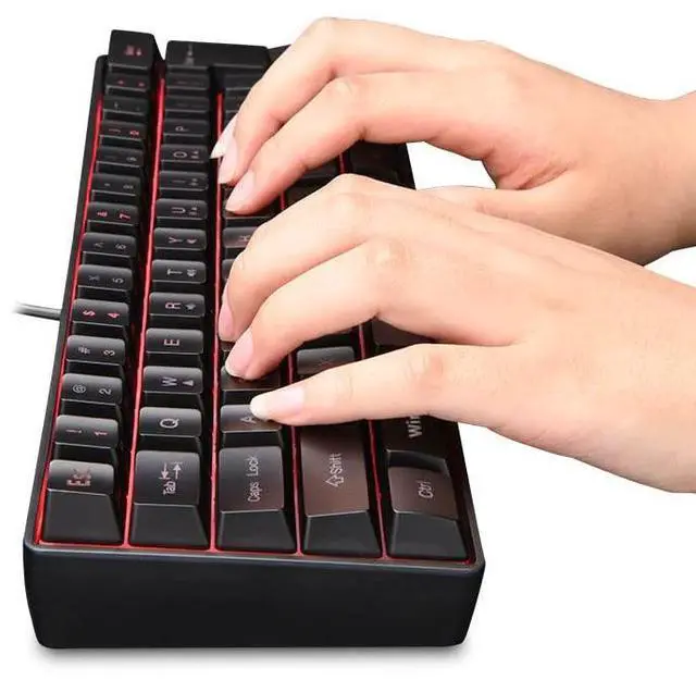 Alt view image 5 of 7 - DGG K60 61 Keys RGB Backlit 60% Wired Gaming Keyboard, Ergonomic Waterproof Mini Compact 60 Percent Mechanical Feeling Keyboard, for PC Mac PS4 Xbox Gamer, Typist, Travel