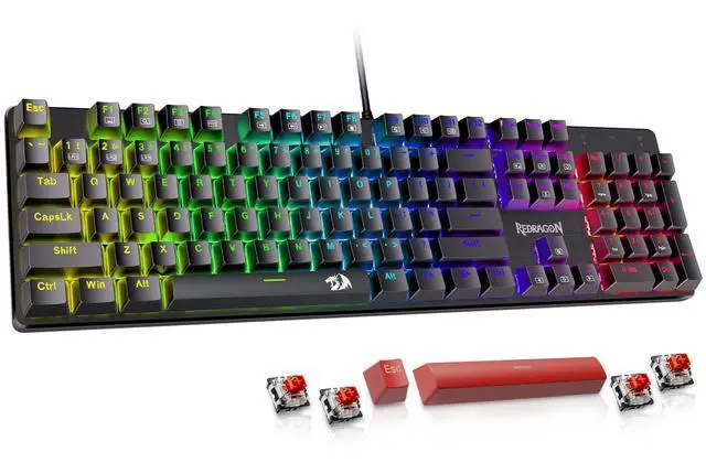 Main image of Mechanical Gaming Keyboard Wired, 11 Programmable Backlit Modes, Hot-Swappable Red Switch, Anti-Ghosting, Double-Shot PBT Keycaps, Light Up Keyboard for PC Mac